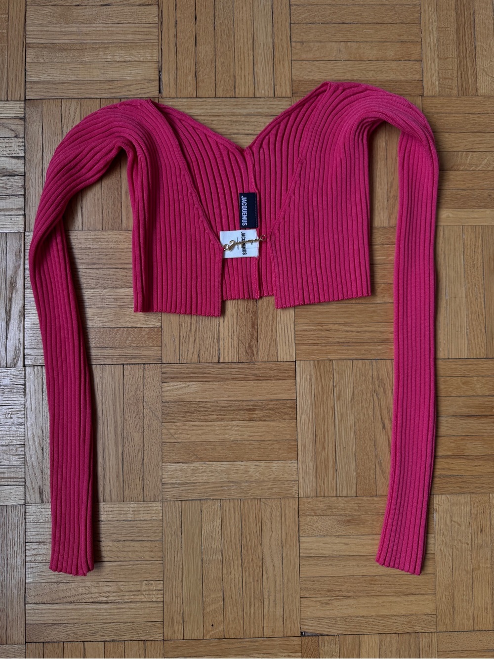 Jacquemus La Maille Pralu Cropped Cardigan Fuchsia Pink Sz 34